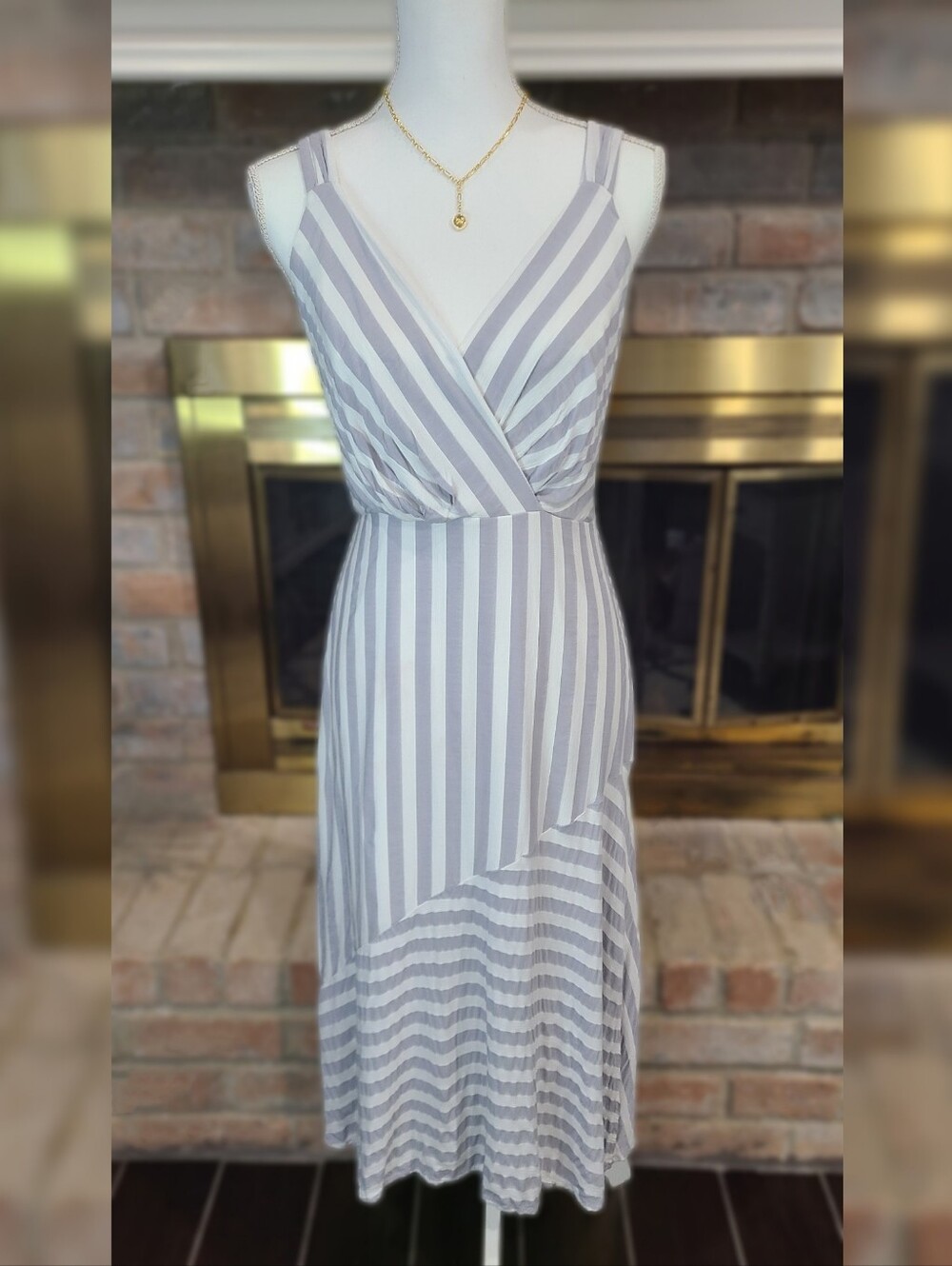 Altar'd State Striped low back Deep V-neckline Sundress size L